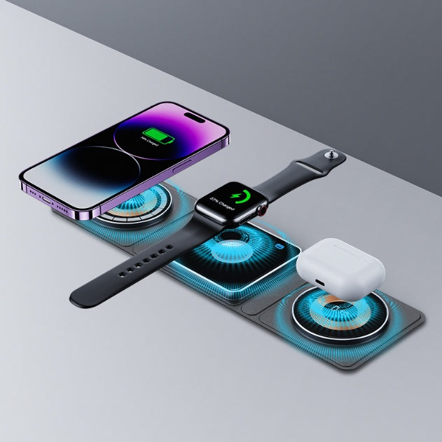 Magnetic Folding Wireless Charger Station For IPhone Transparent Fast 