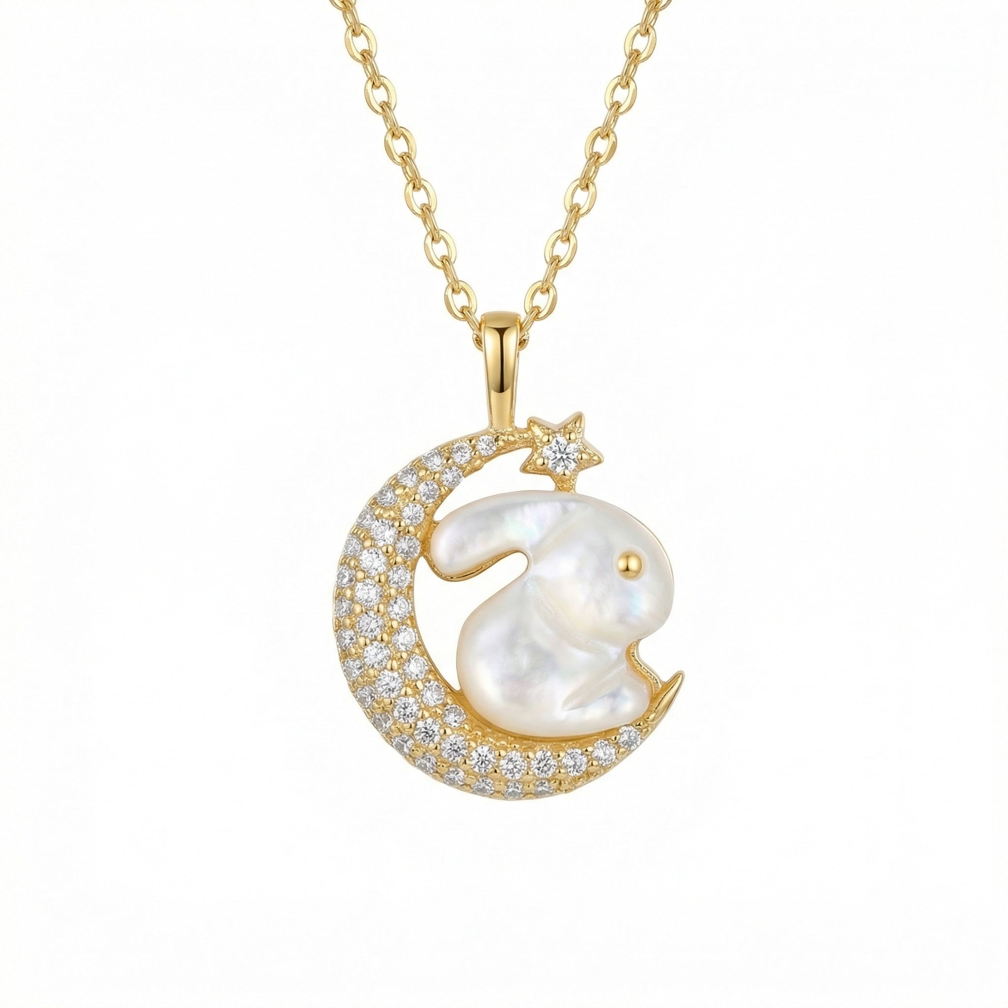  Silver Whimsical Mother of Pearl Rabbit Resting on Sparkling 