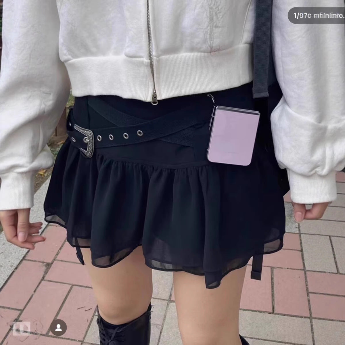 Belted Ruffled Versatile Spicy Girl Chiffon Short