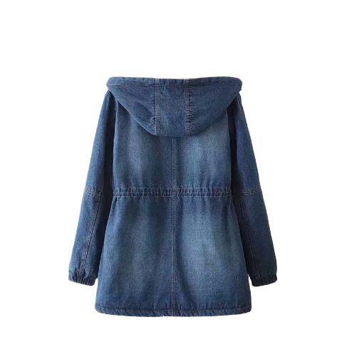  New Womens Fleece-Lined Mid-Length Denim Padded Jacket Coats