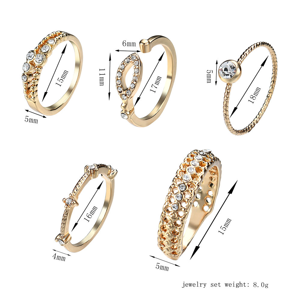 Electroplating 18KJoint Ring Set Combination European