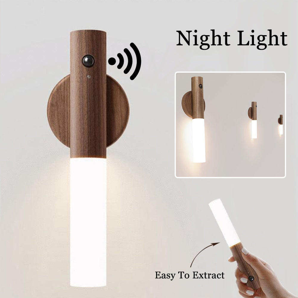  LED USB Magnetic Wood Wireless Night Light Corridors 
