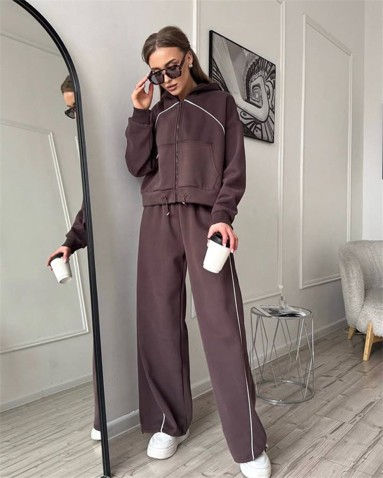 Women's Sportswear Set Solid Color Cardigan Set