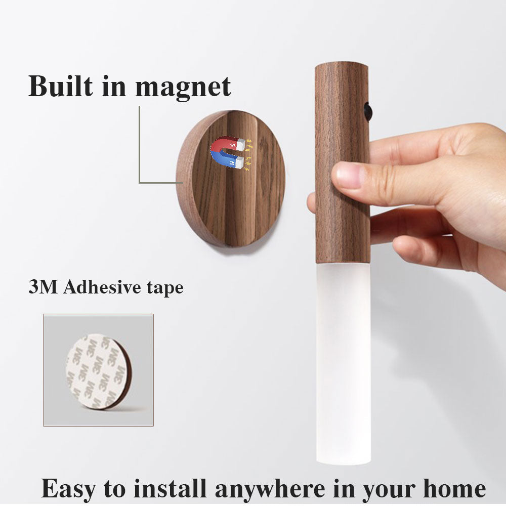  LED USB Magnetic Wood Wireless Night Light Corridors 