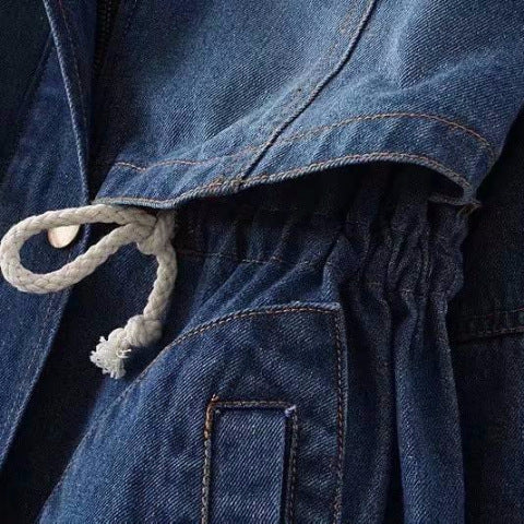  New Womens Fleece-Lined Mid-Length Denim Padded Jacket Coats