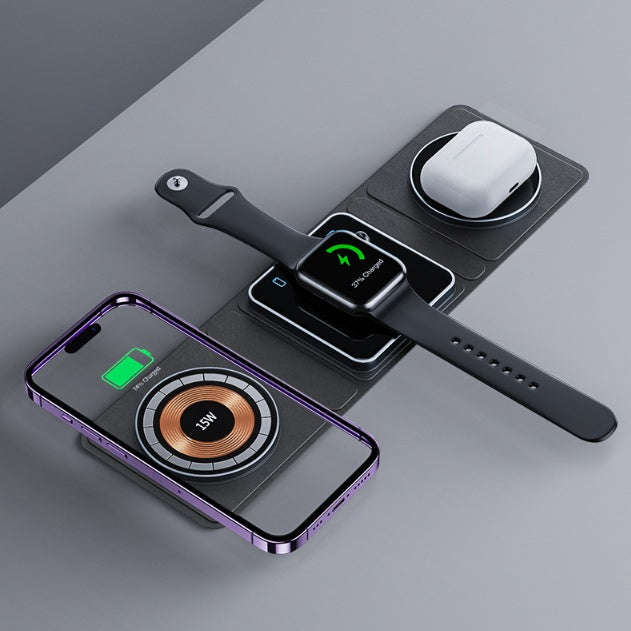 Magnetic Folding Wireless Charger Station For IPhone Transparent Fast 